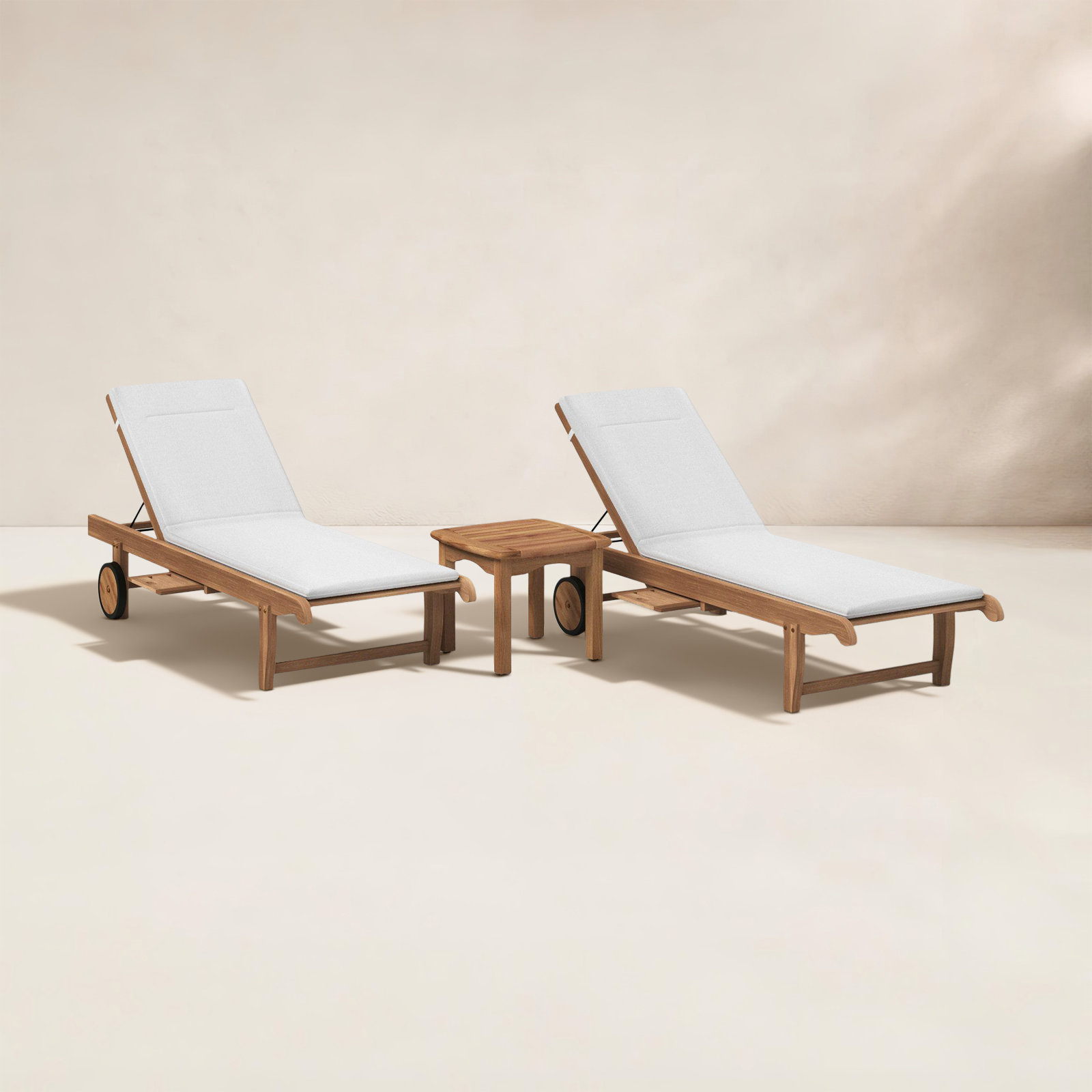 Castile 24" Teak Patio Chaise Lounge Set