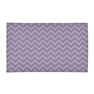Tapis carré mauve/gris à chevrons à main