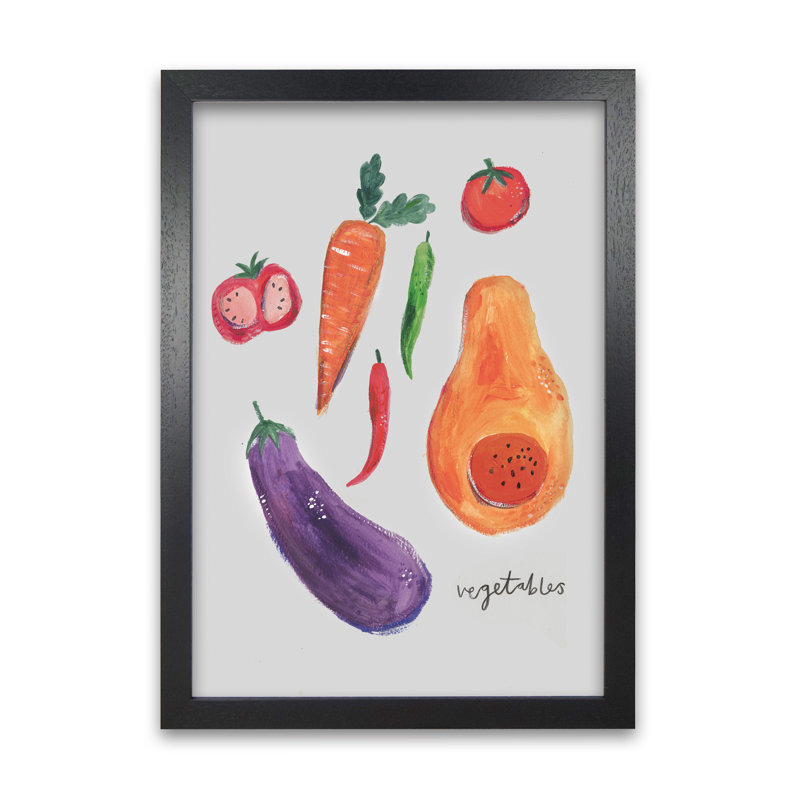 Veggies by Laura Irwin - Print, Black Framed, 42cm H x 29.7cm W x 3cm D