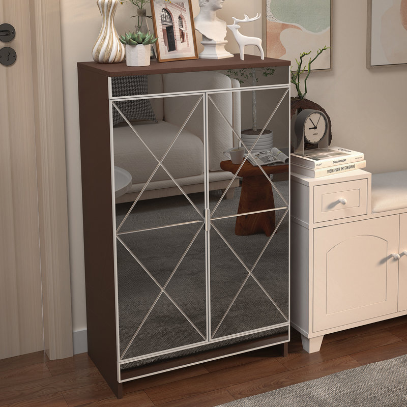 Armoire à miroir Elegant Decor, armoire à miroir avec rangement à double porte, armoire à chaussures