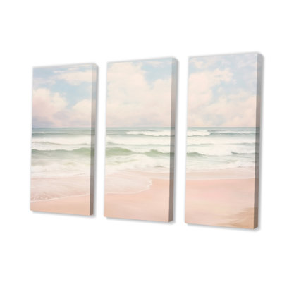 " Ocean Tranquillity Tender Pink Pastel Sunrise II " 3 - Pieces