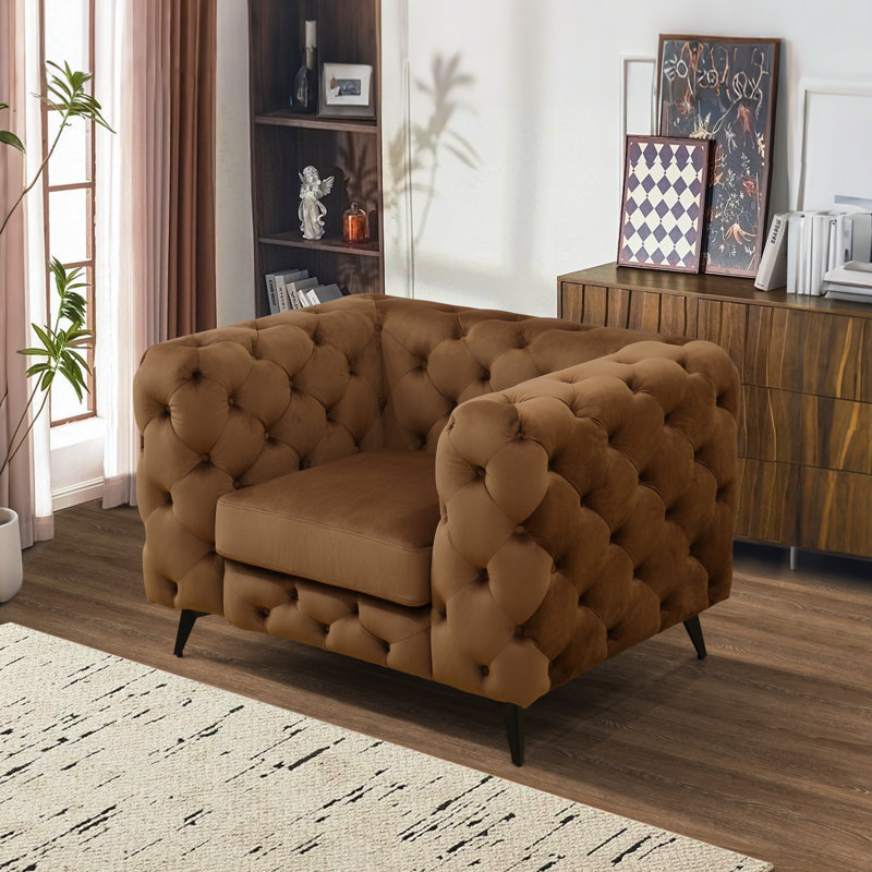 Chaise modulaire en microfibre brune