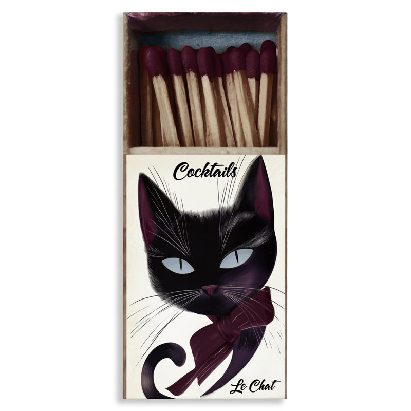 Toile d'allumettes rétro avec chat, design par Annabelle Hall, H 24 po x l 10 po