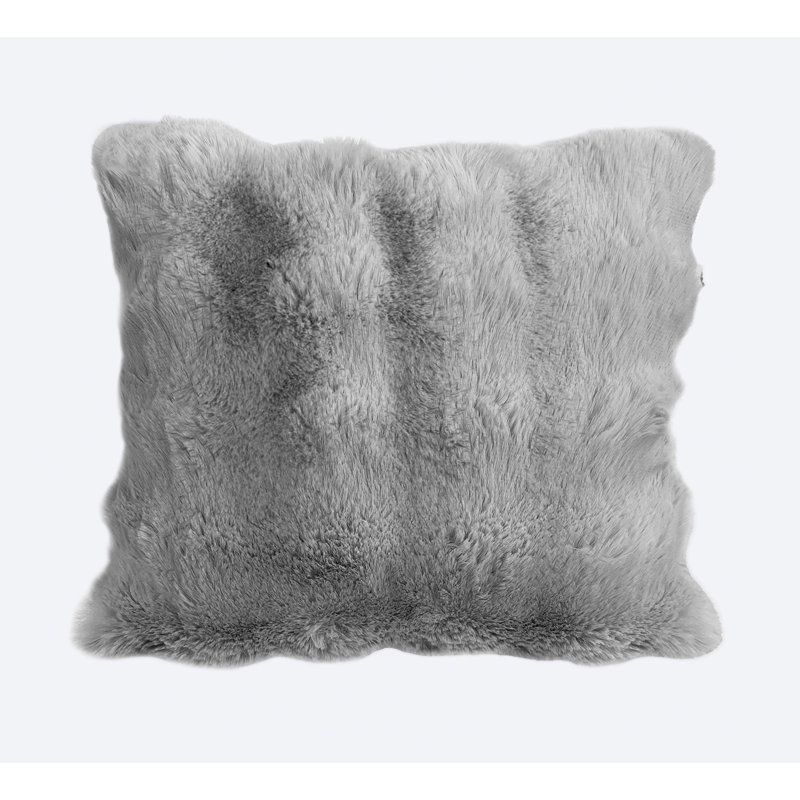 Luxury Supersoft  Faux Fur Cushion, Silver, 56x56cm