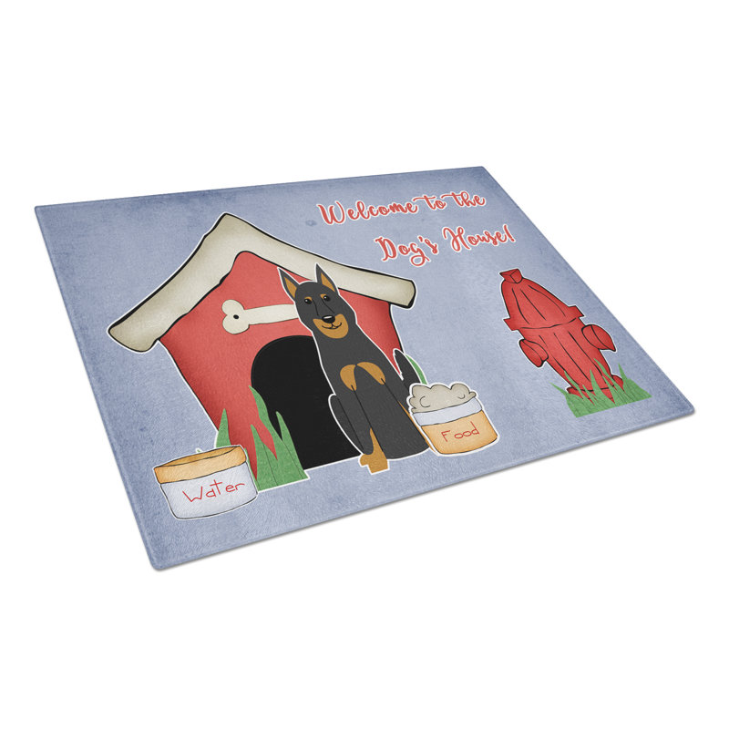 Planche à découper berger pour chien beauceron en verre trésors caroline Dog House