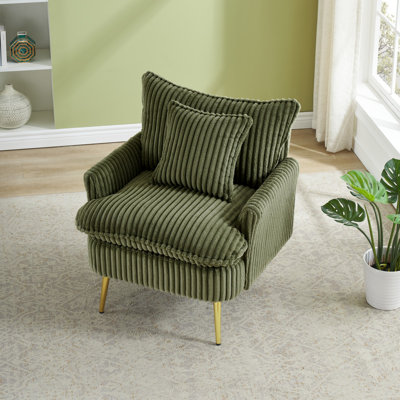 Chaise simple 30,31 pouces, canapé tendance, vert, velours côtelé, doux et confortable, convenant à un appartement bureau salon chambre à coucher salle de réunion