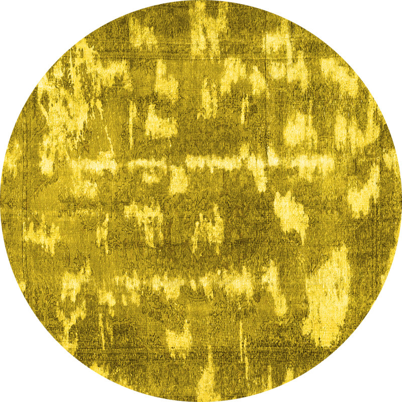 Tapis contemporains jaunes lavables à la machine 770, Rond 6 pi