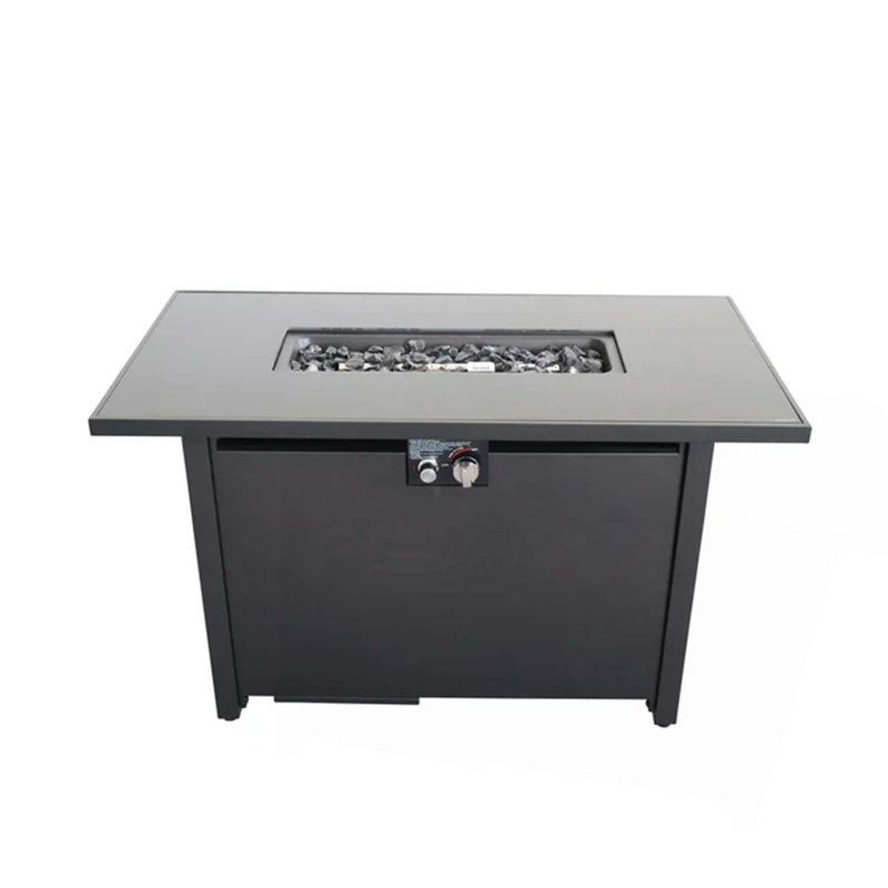 Table de foyer d'extérieur en acier avec couvercle H 25 po x l 42 po