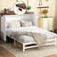 Armoire de lit double pleine grandeur en noyer blanc, station de charge, port et rangement pour nuitée, armoire en noyer avec tiroir-1233743608