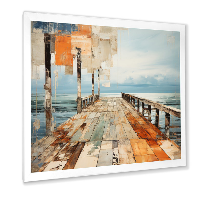 Coastal Pier Perspective III - Nautical & Beach Wall Art Prints, H 30 po x l 30 po x P 1 po, Cadre photo blanc