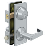 Intercon Flat Keyed (Entry) Door Lever with Rectangle Rosette