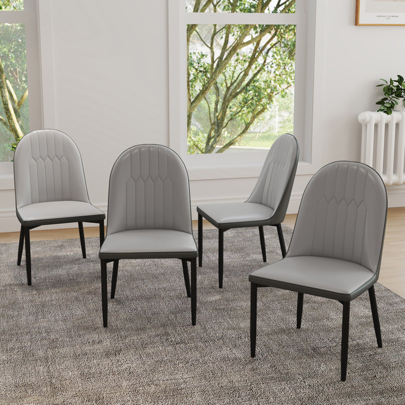 Chaise rembourrée en similicuir, Gris
