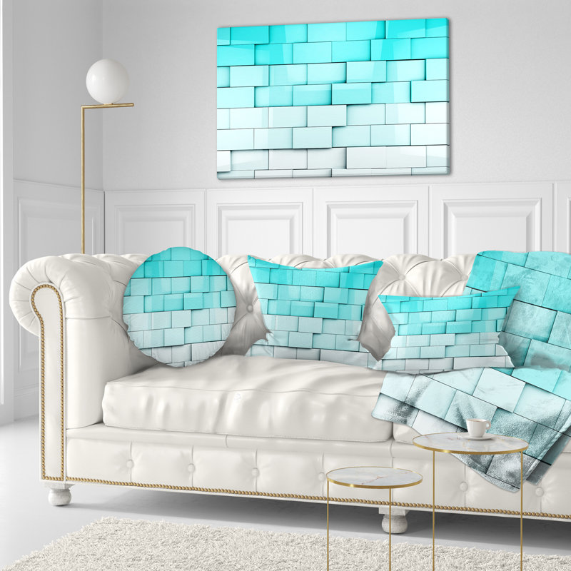 Coussin Blue Mosaic Cubes - Street Art, 18 po x 18 po, Carré