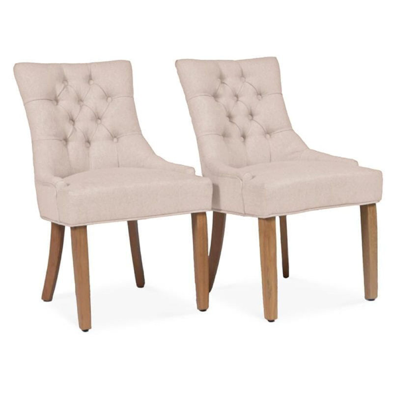 Norval Upholstered Dining Chair, Light Grey, Light Brown