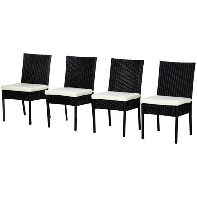 4 Patio Dining Chairs With Cushions, Creamywhite. Pe Outdoor Backrests. For Porch, Deck, Garden. Amazing Comfort Guarantee. And Water . Metal Reinforced. 264 Lbs Capacity. 17.25"W X 22.75"D 34.75"H.