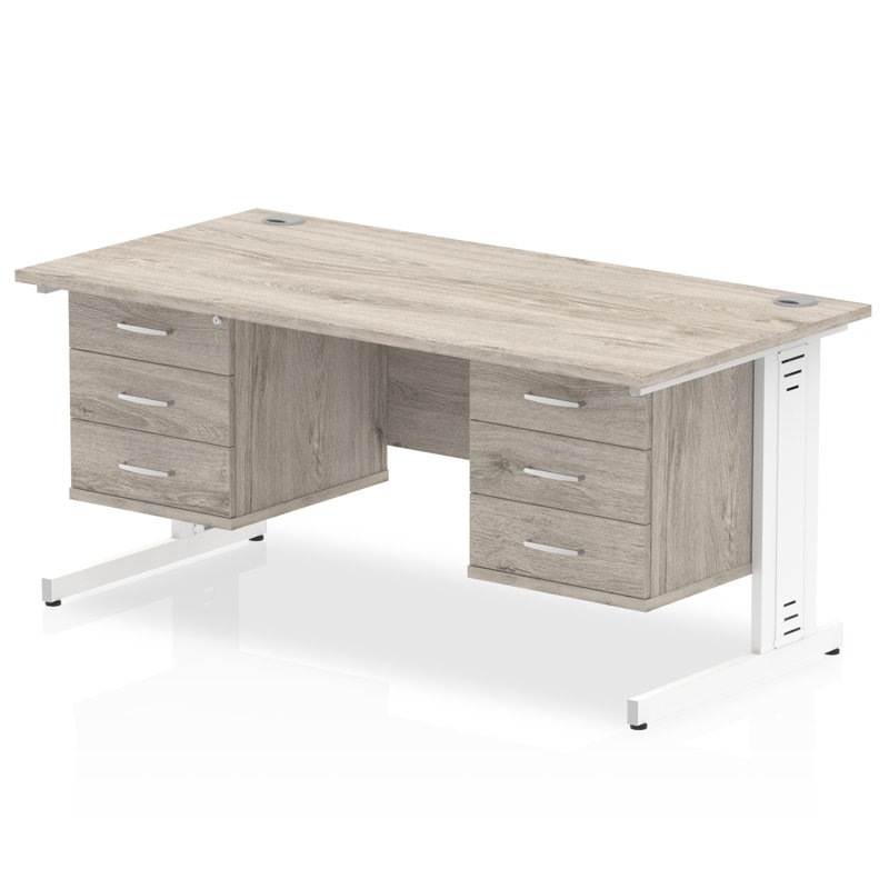Zetta Metal Base Executive Desk, White,  73cm H x 160cm W x 80cm D