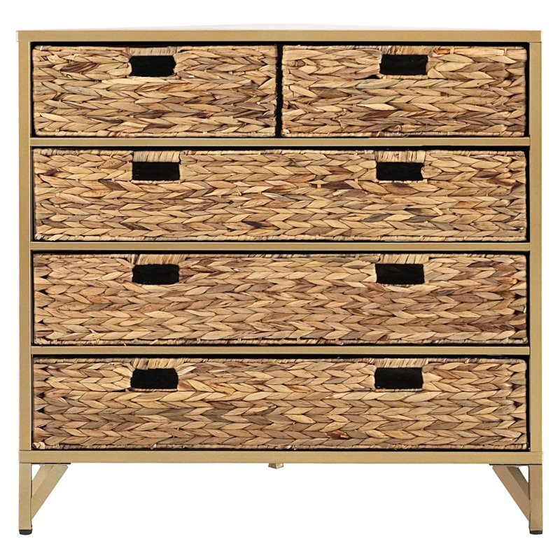 Commode d'appoint de coin 5 tiroirs Pensacola, Naturel