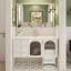 Meuble-lavabo mural moderne en bois d'hévéa couleur crème avec lavabo en céramique intégré et armoire à miroir intelligent-1162053331