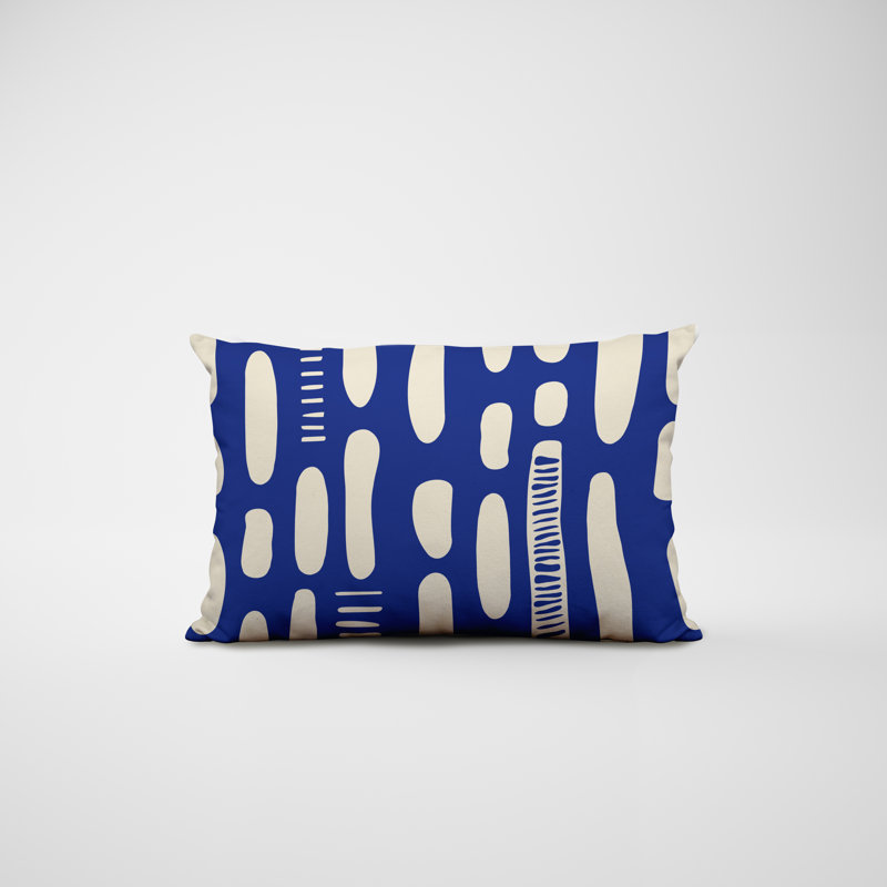 Polyester / Mélange de polyester Housse de coussin rectangulaire intérieure / extérieure lombaire et insert, Bleu marine