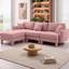 Canapé modulaire en L convertible en tissu avec accoudoirs en coquille Boucle, canapé moderne à 3 places avec repose-pieds amovible et pieds cylindriques, revêtement en polyester doux-157022118