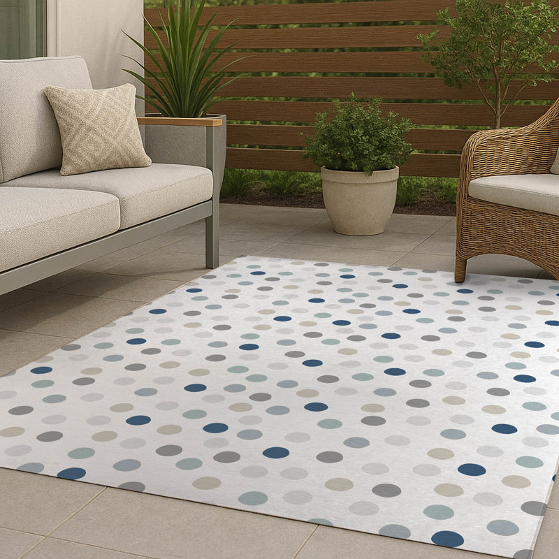 Tapis d'extérieur antidérapant Always Polka, Rectangulaire 2 pi x 3 pi