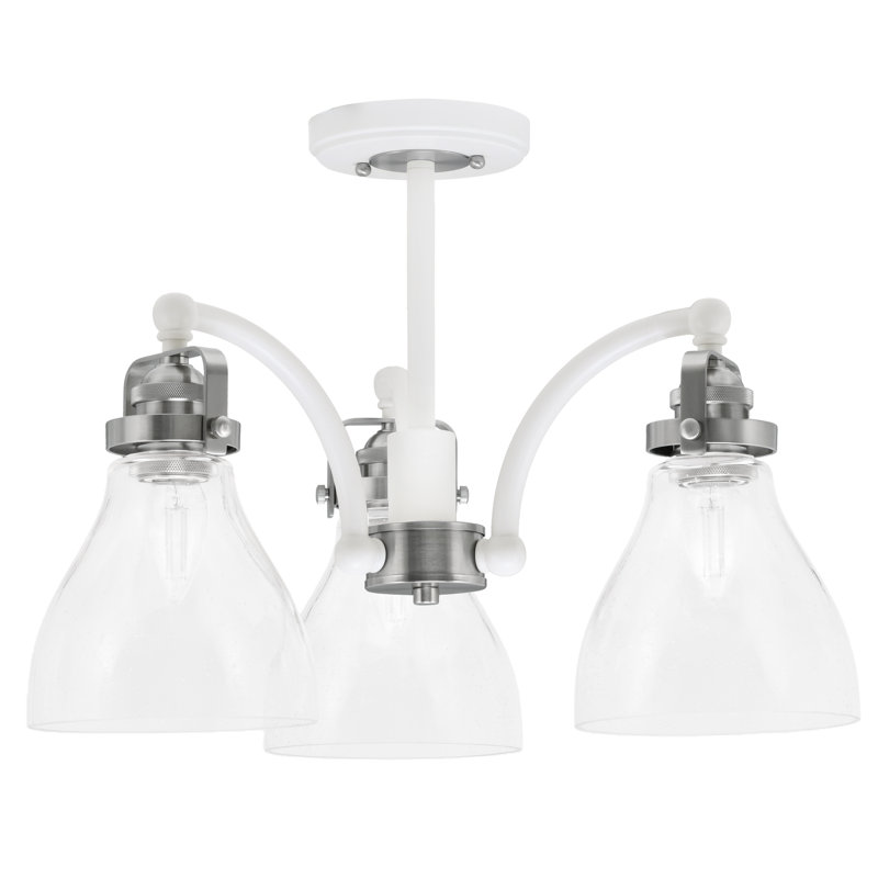Plafonnier semi-encastré 3 lumières avec verre transparent 6,25 po Easton, Noir mat / laiton