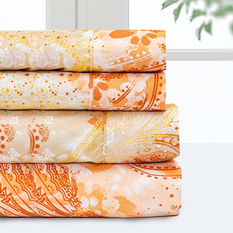 100% Polyester Floral Sheet Set, Twin