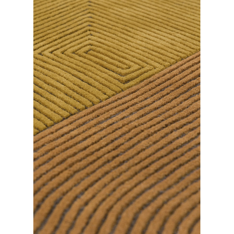 Tumulus Hand Tufted Wool Area Rug in Saffron/Yellow/Brown, Novelty 7'8" x 7'10"