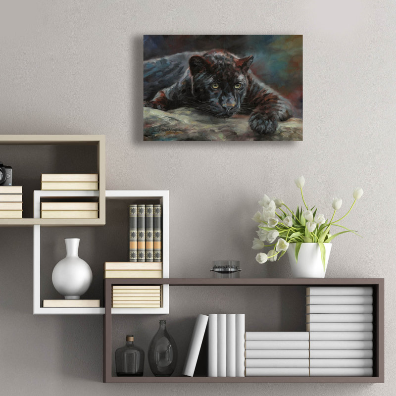 Bungalow Panthère noire 42 par David Stribble, art mural en verre acrylique, 24 po x 16 po, H 16 po x l 24 po x P 0,2 po