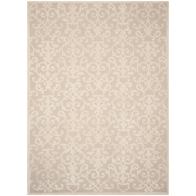 Droitwich Spa Hand Tufted Viscose/Wool Damask Rug in Sand/Beige, Rectangle  8' x 11'