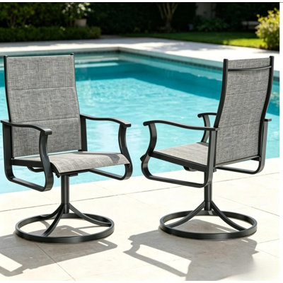 Chaise de patio pivotante à 360 ° avec mouvement de bascule doux - Chaise de patio d'extérieur, structure en acier antirouille (ensemble de 2)