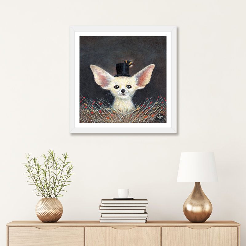 «Fennec Fox» par Neil Thompson - impression d'art graphique, H 24 po x l 24 po x p 1 po, Papier encadré blanc