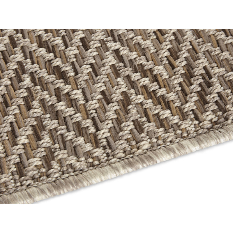 Caen Flatweave Natural Brown Indoor/Outdoor Rug, Rectangle 80 x 150cm