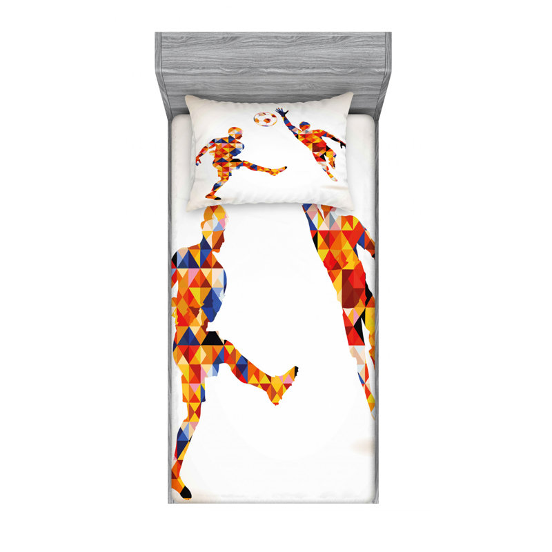 Ensemble de draps floraux Soccer Soccer, Ensemble de draps pour lit simple TG avec drap-hou