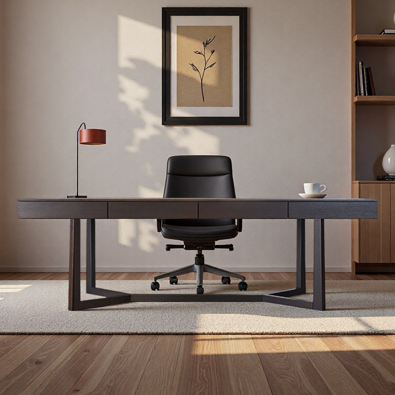 Bureau d'étude à domicile avec table d'ordinateur simple, Tanné, H 29,53 po x l 94,49 po x P 33,46 po