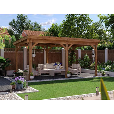 Pressure Treated Leviathan Pent Open Chunky Gazebo W4m x D3m / W13' x D10'