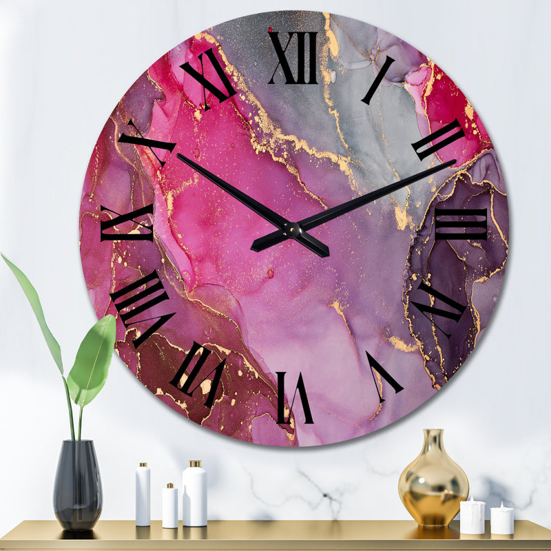 Horloge murale moderne mauve et grise, Surdimensionné