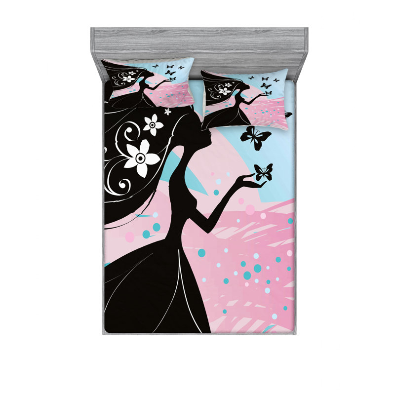 Ensemble de draps Madam Butterfly Head, Ensemble de draps pour lit double avec un drap-hou