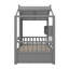 Lit de style maison en bois avec 2 tiroirs et tablette de rangement-122511061