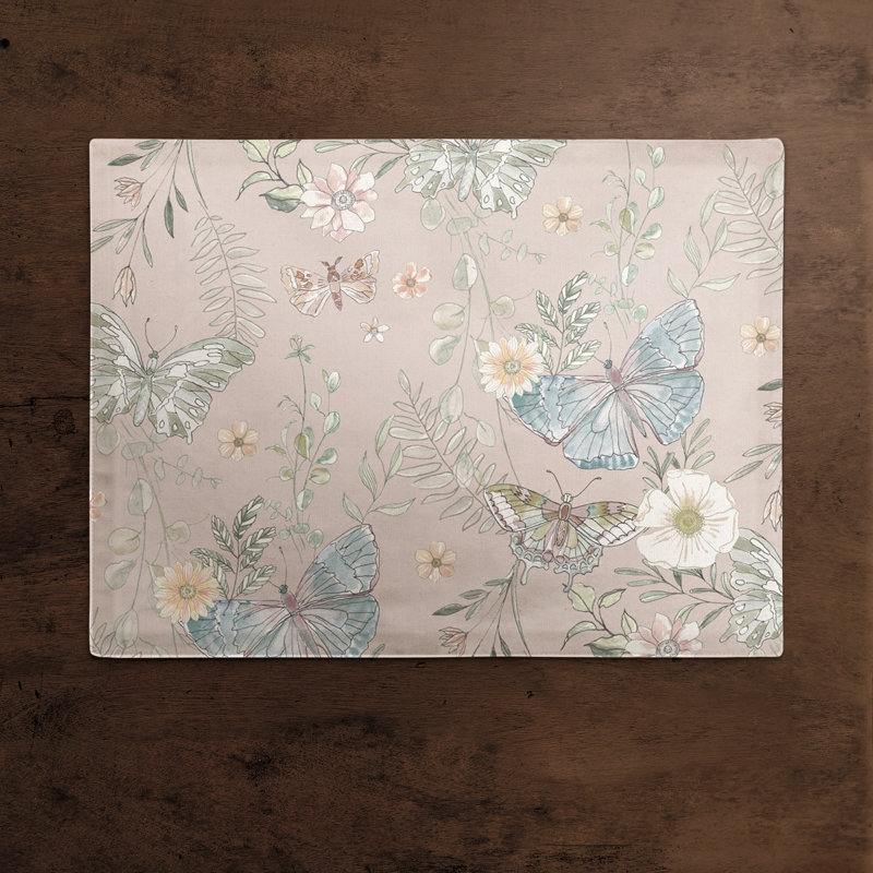 Asusena Cotton Floral Rectangle Placemat, Blush