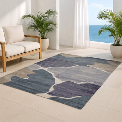 Tapis intérieur et extérieur gris Watercolor