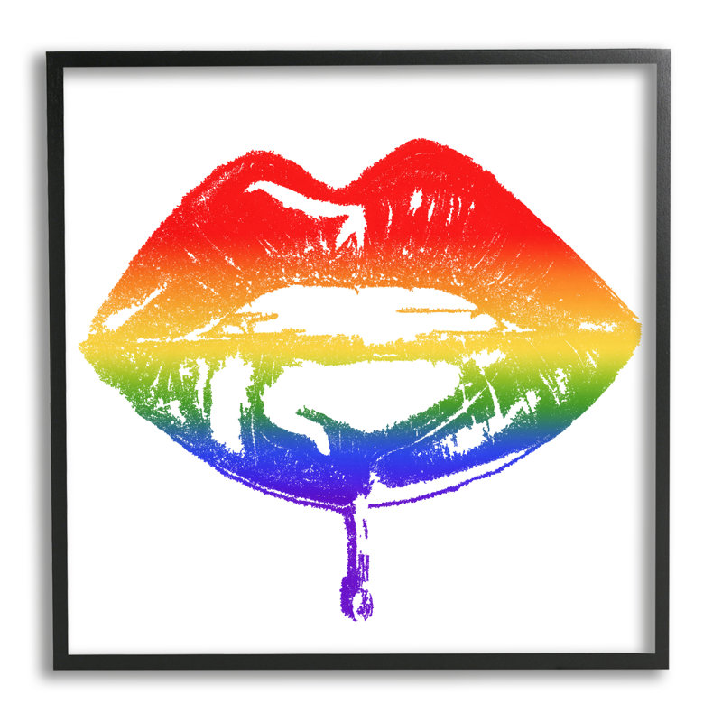 «Rainbow Puckered Lips Retro Cosmetic Drip Kiss» par Amaya, impression sur toile non encadrée, H 17 po x l 17 po x P 1,5 po