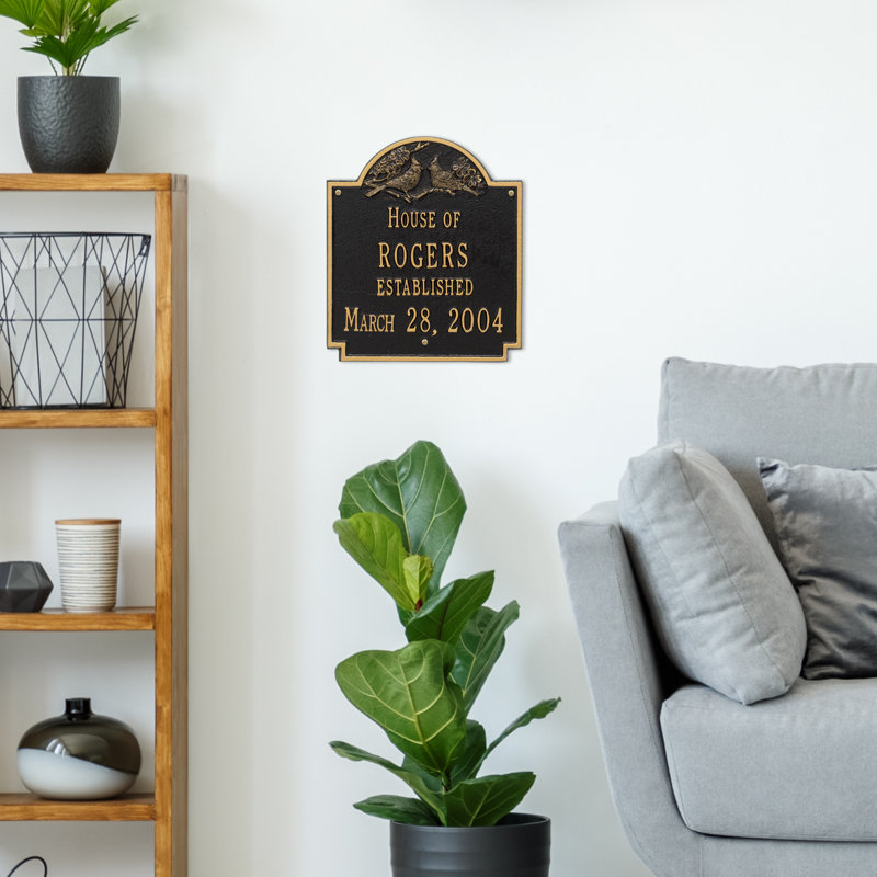Cardinal 4-Line Wall Address Plaque, Black and Gold, Yes