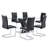 Modern 7-Piece Dining Set with Faux Leather Chairs and Rectangle Tempered Glass Table-1083993053