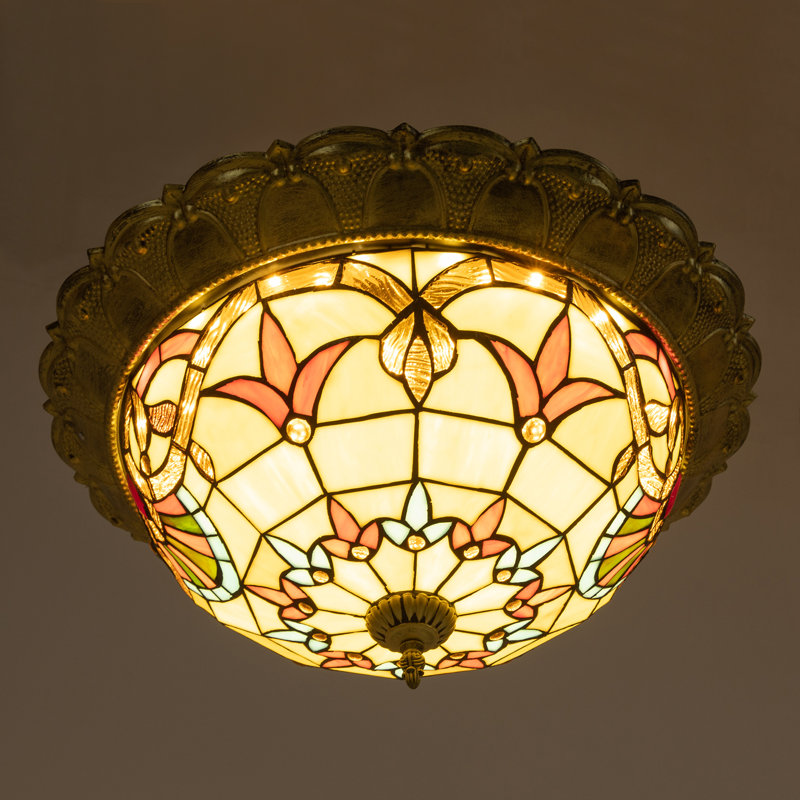 Plafonnier encastré à abat-jour en verre coloré 20,47 po Regnild