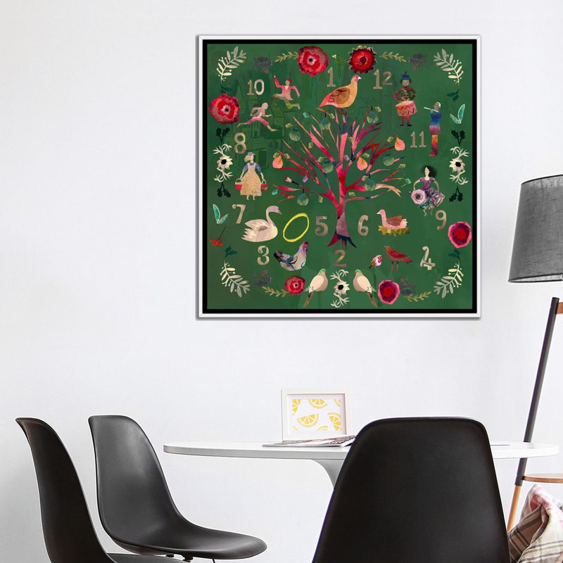 Douze jours - reproduction d'art murale - toile encadrée, 37" H x 37" W, Cadre flottant sans passe-partout, Blanc