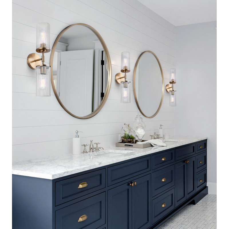 KINSLEA 4.75 In. 2 Light Vanity With Glass Shade, Gold, Clear