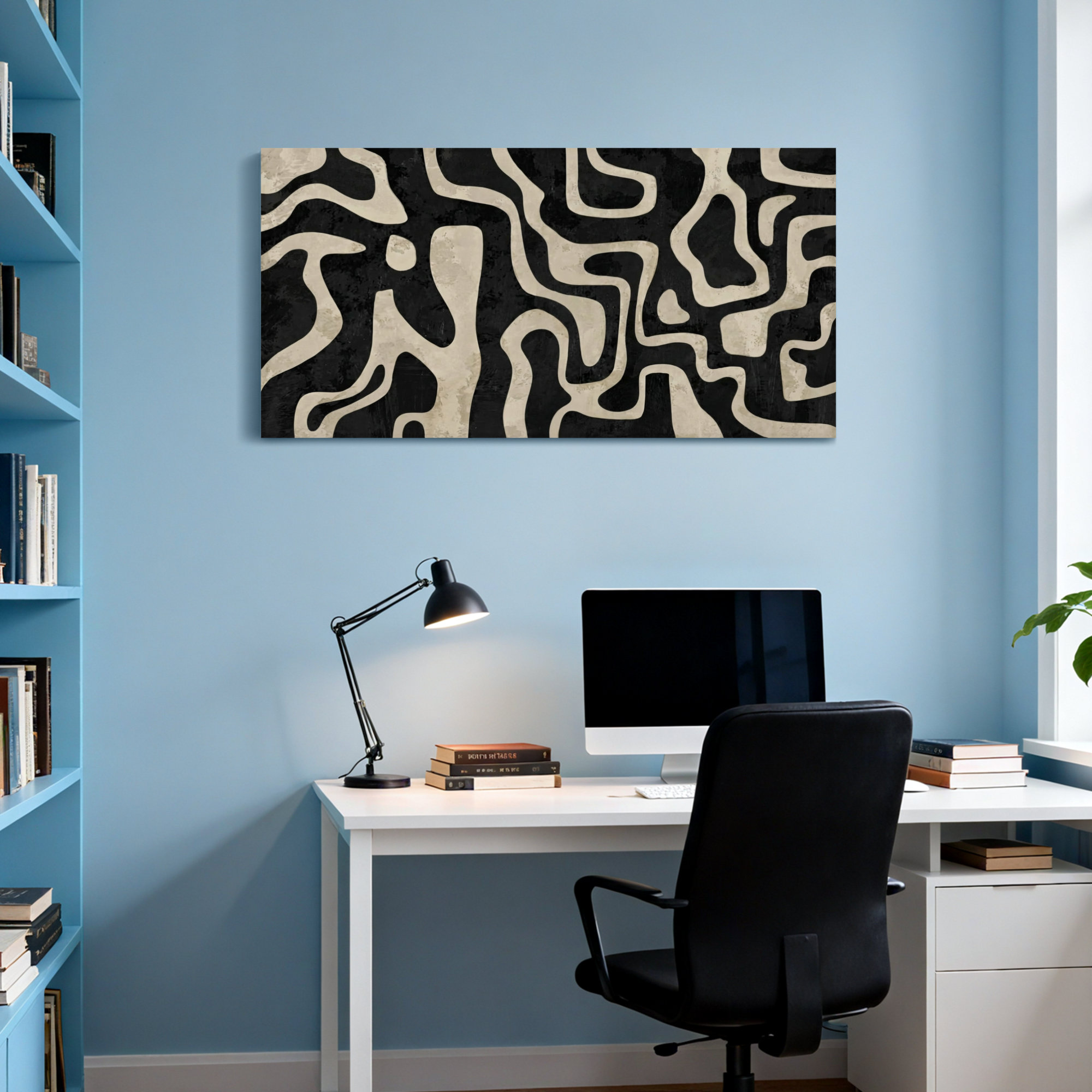 Red Barrel Studio Fashion Abstract Black And Beige Wavy Pattern ...