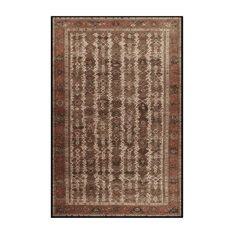 Tapis brun lavable à la machine, Rectangle 7 pi x 9 pi