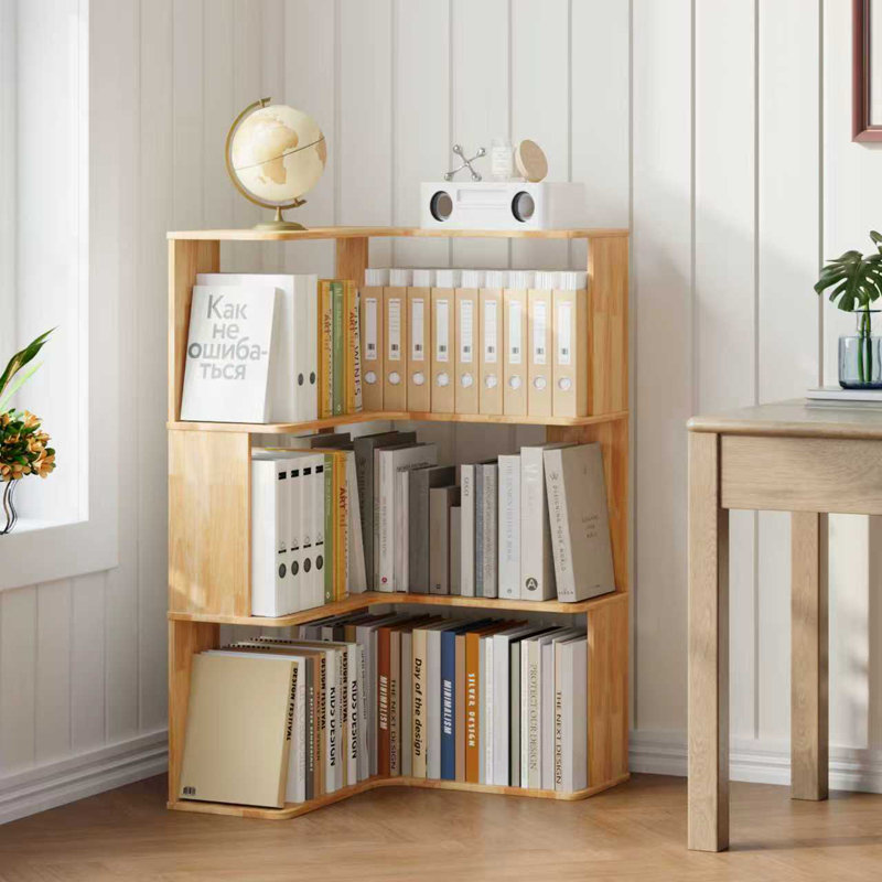 57.9cm W Corner Bookcase, (3 Shelves) 94cm H x 57.9cm W x 57.9cm D